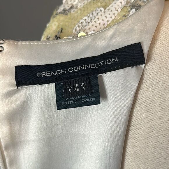 French Connection -  Dress in Animal Wave Sequin Sz 4 White Multi - Picture 11 of 11